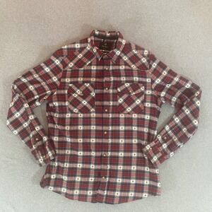 Wind River Mens Pearl Snap Western Shirt Red Blue Plaid Modern Fit Medium